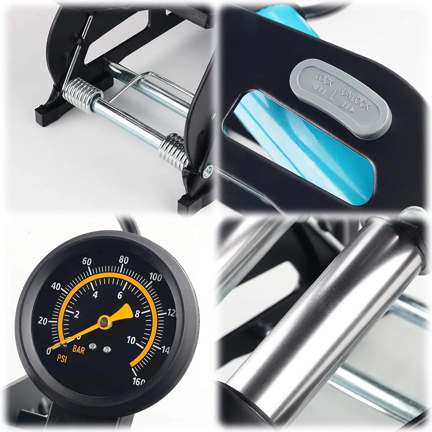 Dual Cylinder Foot Pump – 160 PSI Air Pump for Bikes, Balls & Inflatables, SKU: WT213233 - Image 5