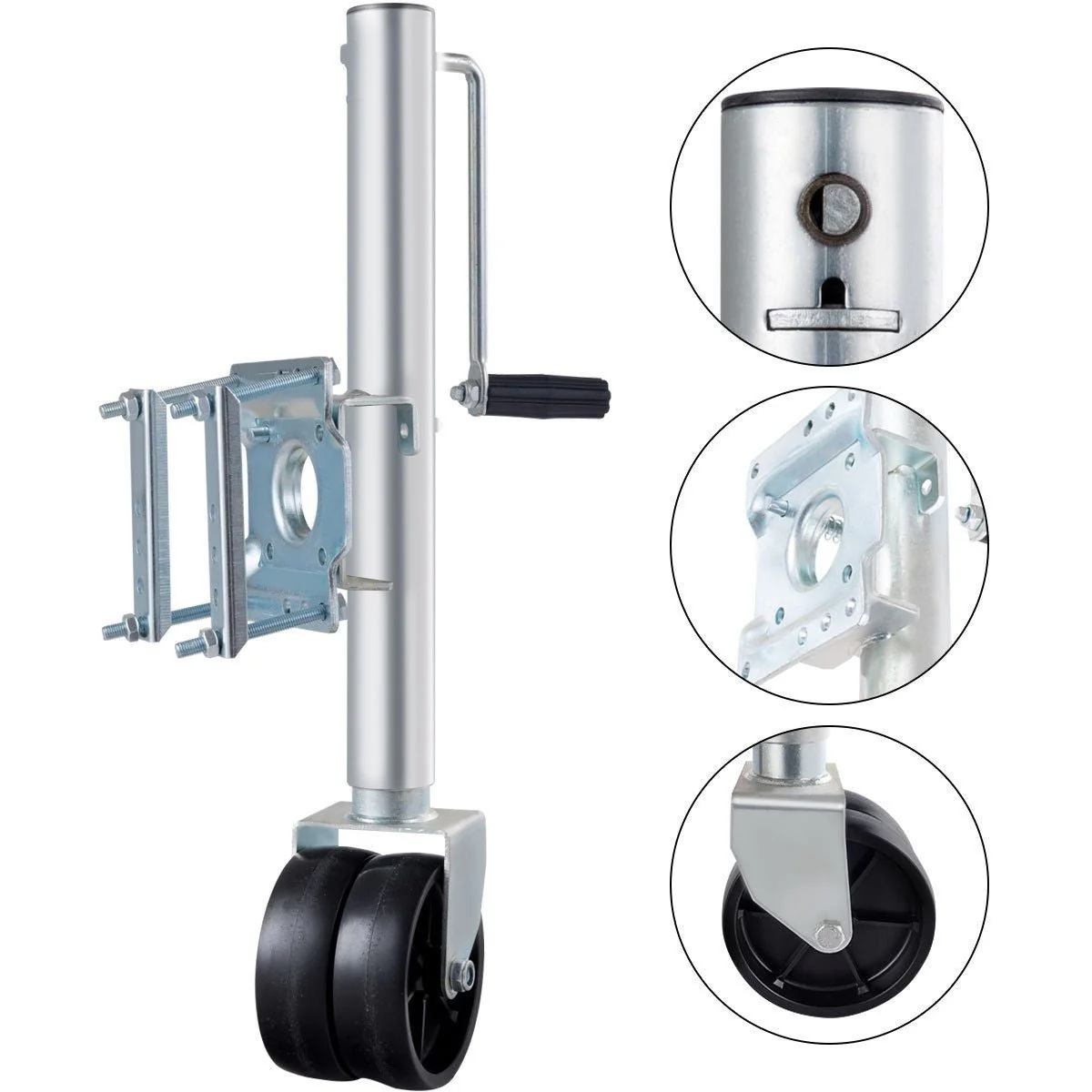 Dual Wheel Swivel Trailer Jack 1500 lbs – 12in Lift, Heavy Duty Boat & Travel Trailer Support EJ1500A - Image 4