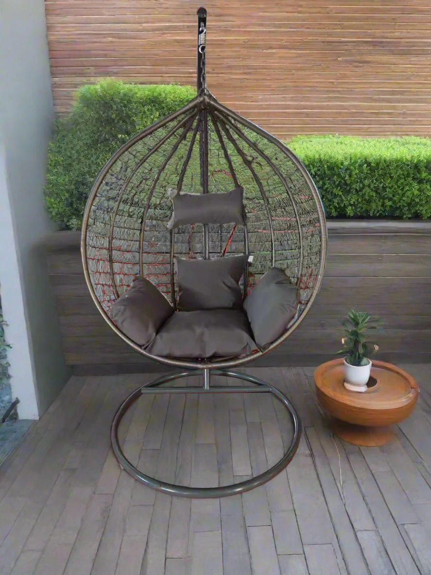 Egg Chair Swing with Stand – Indoor & Outdoor Hammock Chair with Dark Gray Cushion, Model: YHSQ020 - Image 2