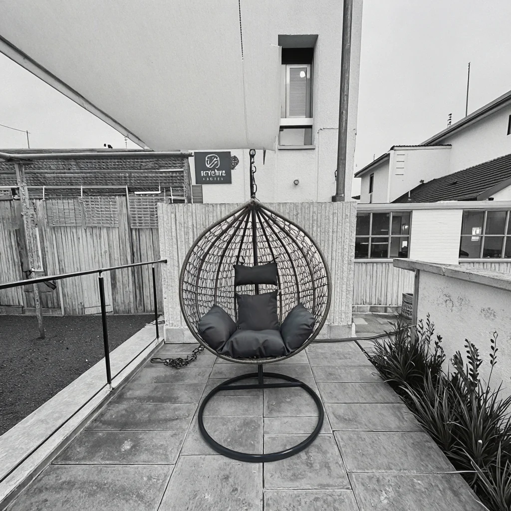Egg Chair Swing with Stand – Indoor & Outdoor Hammock Chair with Dark Gray Cushion, Model: YHSQ020 - Image 7