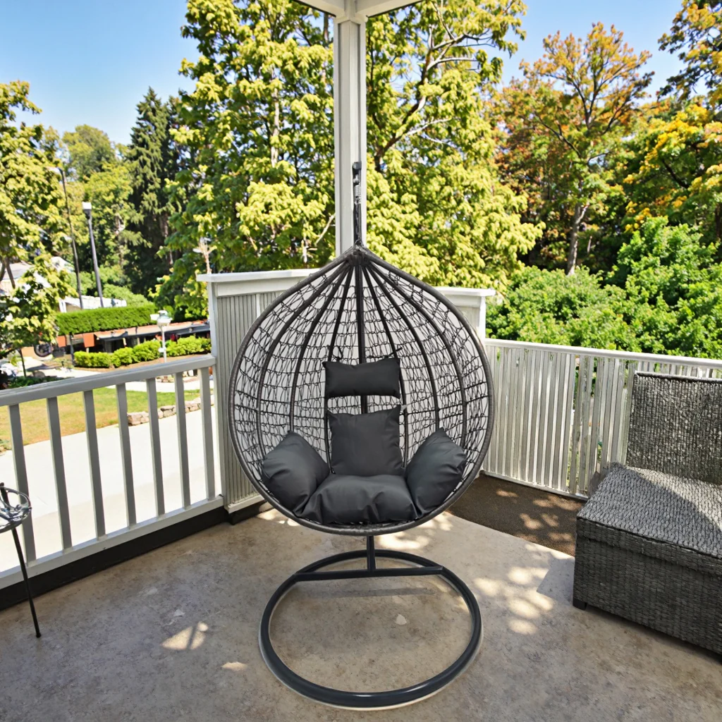 Egg Chair Swing with Stand – Indoor & Outdoor Hammock Chair with Dark Gray Cushion, Model: YHSQ020 - Image 8