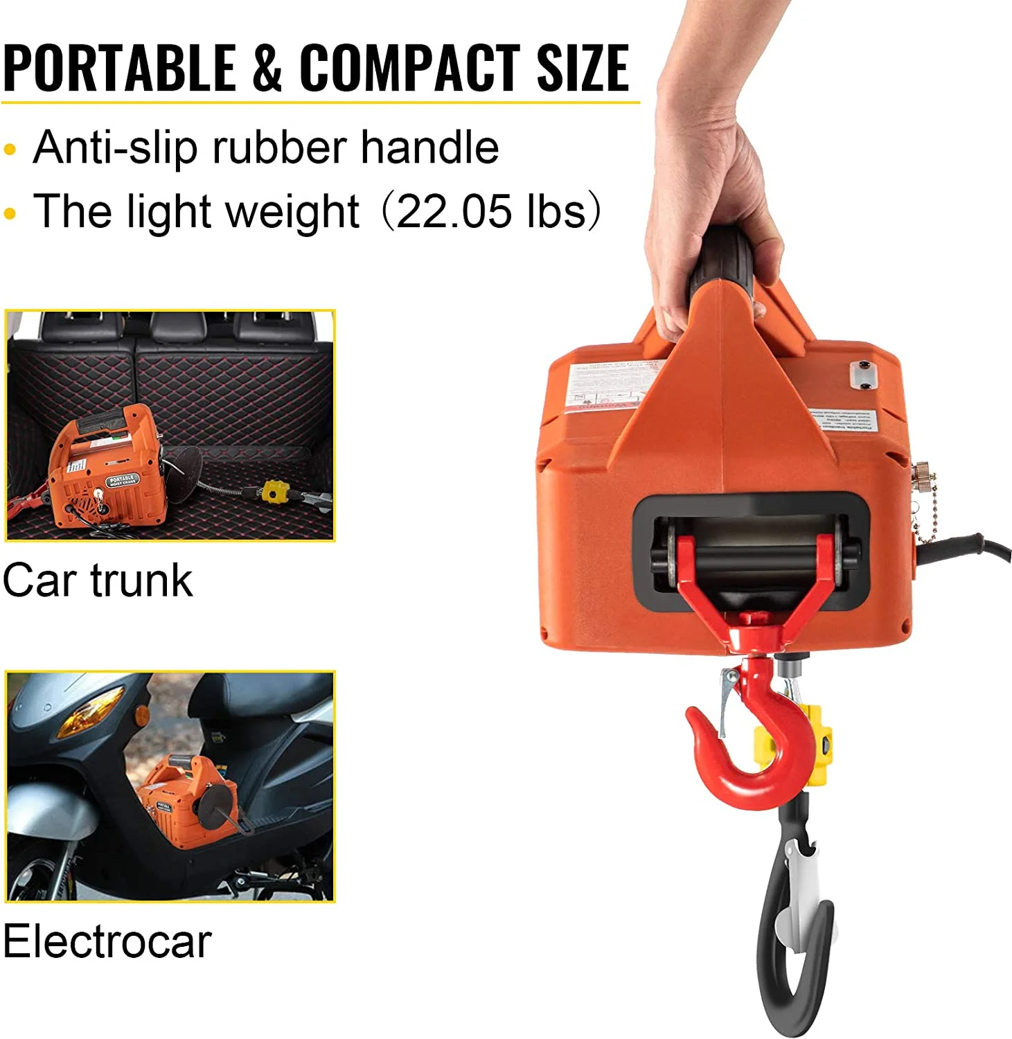 3-in-1 1500W Electric Hoist Winch | 1100 lbs Capacity | Wireless Remote Control 523667 - Image 6