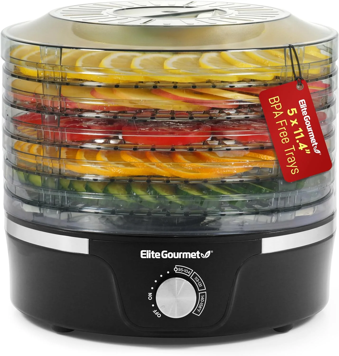 Elite Gourmet Food Dehydrator with Adjustable Temperature and Even Heat Distribution 1016437 - Image 3