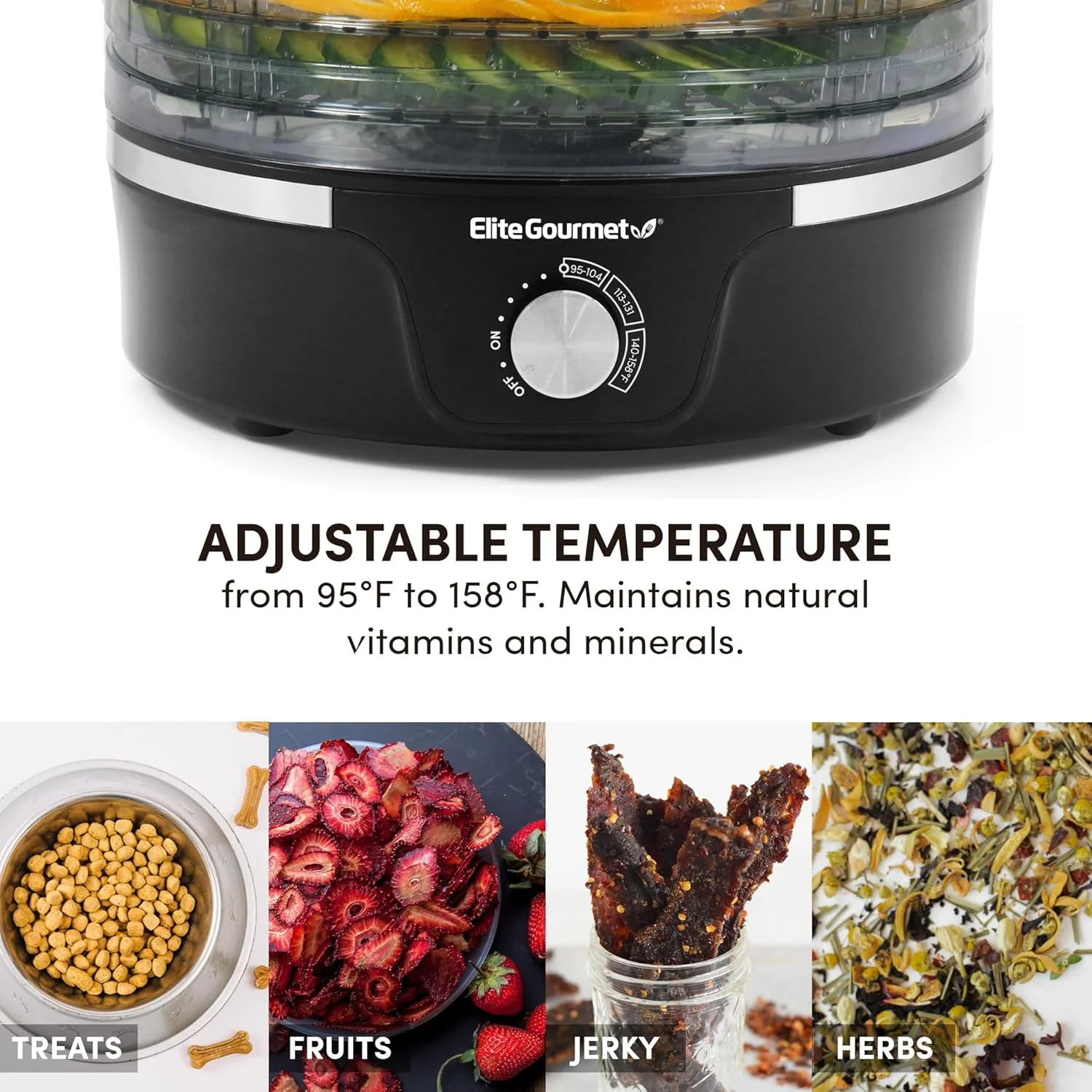 Elite Gourmet Food Dehydrator with Adjustable Temperature and Even Heat Distribution 1016437 - Image 4