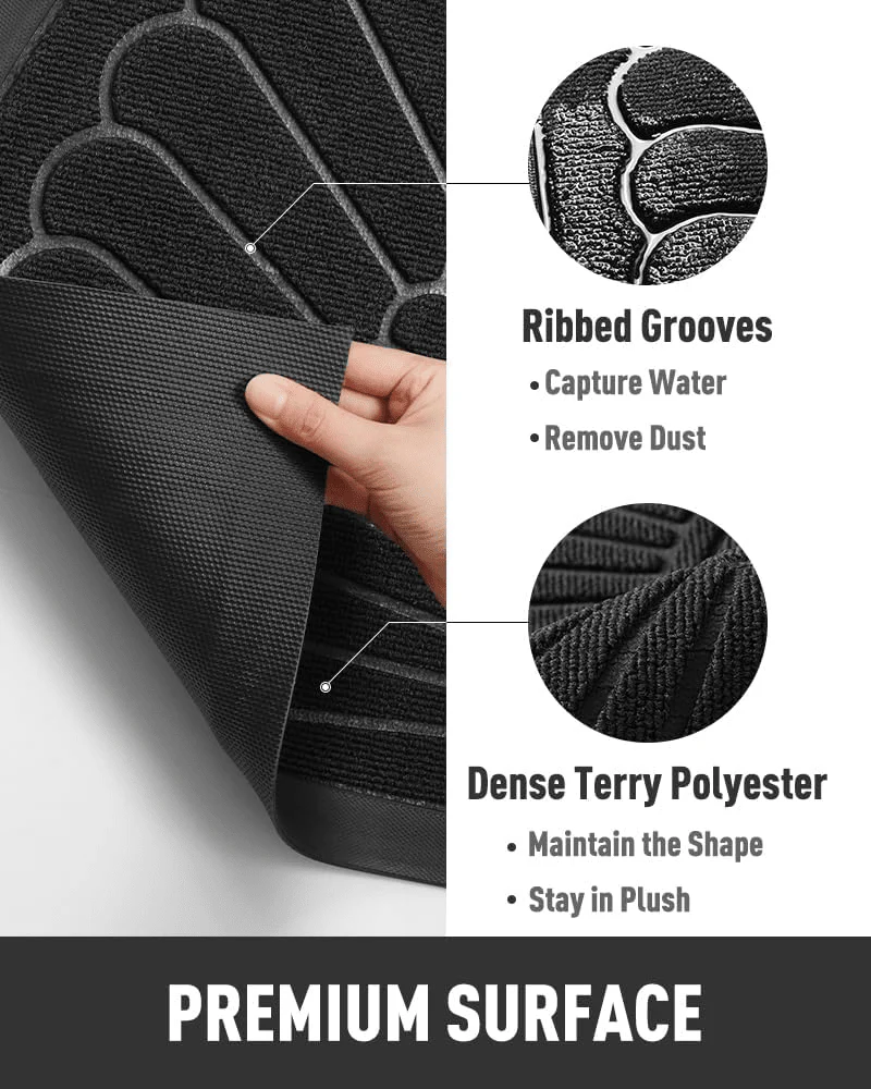 Embossed Rubber Doormat Semicircle Heavy Duty Outdoor Entry Mat 24 x 35 Inch Black 60903 - Image 2