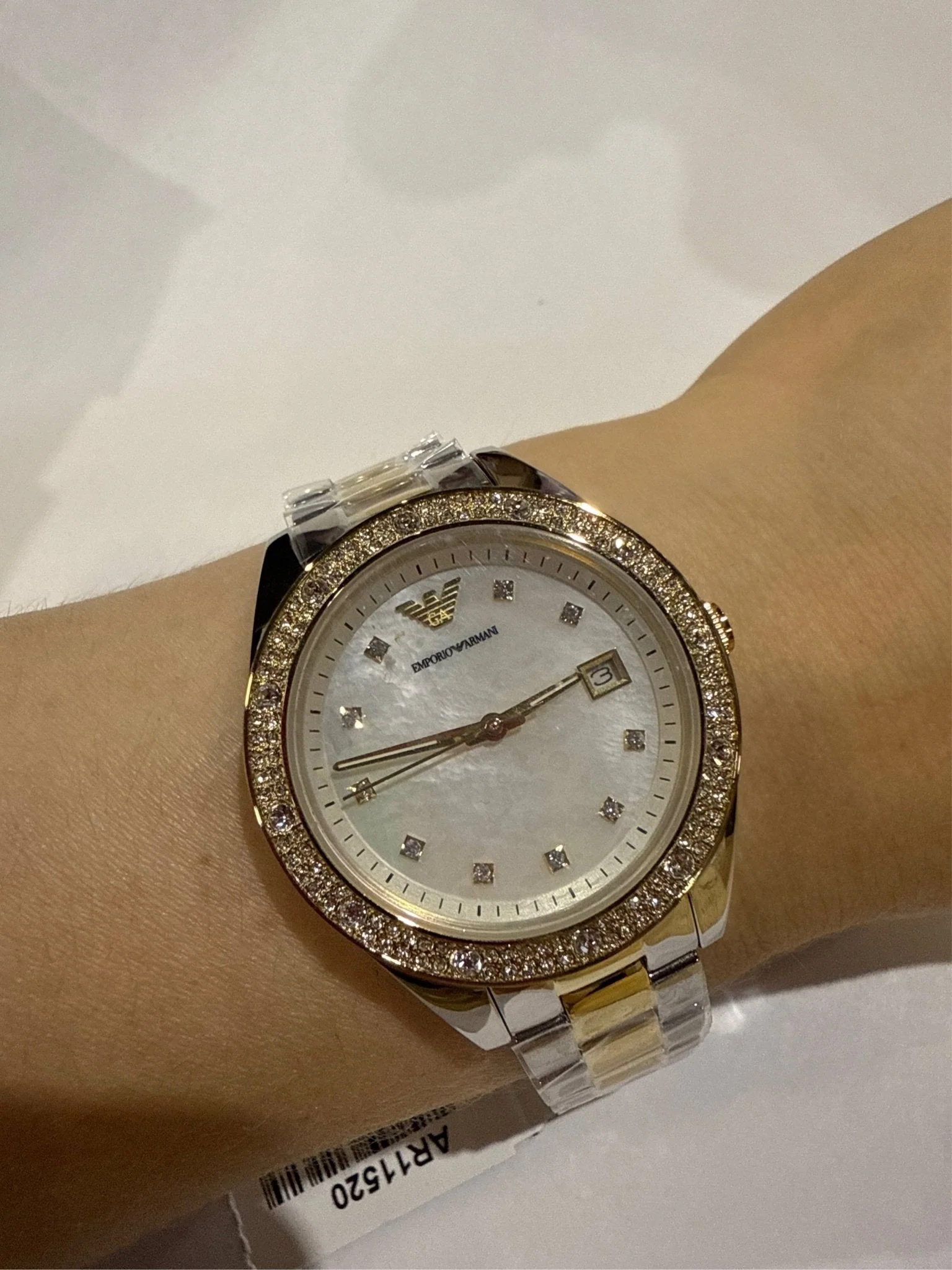 Emporio Armani Women's Three-Hand Date Two-Tone Stainless Steel Watch - Gold / Silver - Image 3