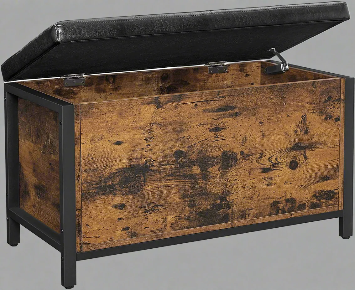Entryway Storage Bench Ottoman with Padded Seat – Trunk Organizer with Hidden Compartment, Model: LSC80BX