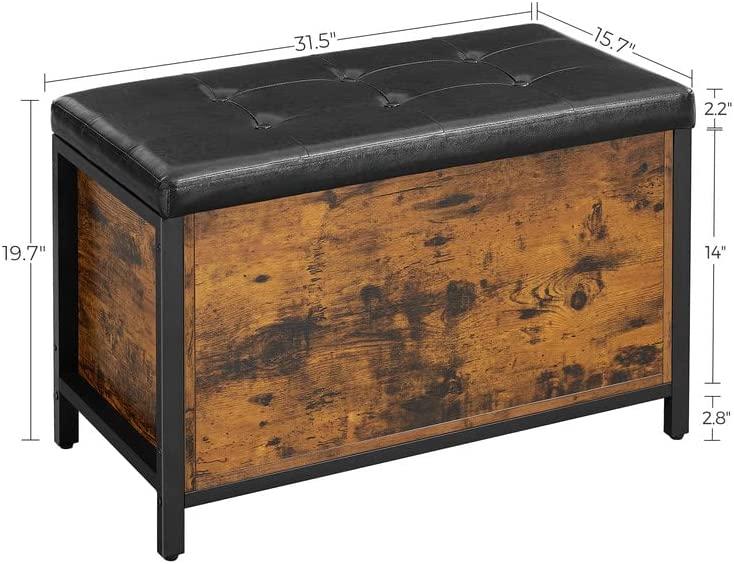 Entryway Storage Bench Ottoman with Padded Seat – Trunk Organizer with Hidden Compartment, Model: LSC80BX - Image 2