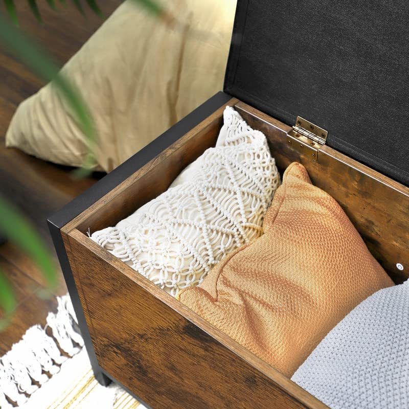 Entryway Storage Bench Ottoman with Padded Seat – Trunk Organizer with Hidden Compartment, Model: LSC80BX - Image 6