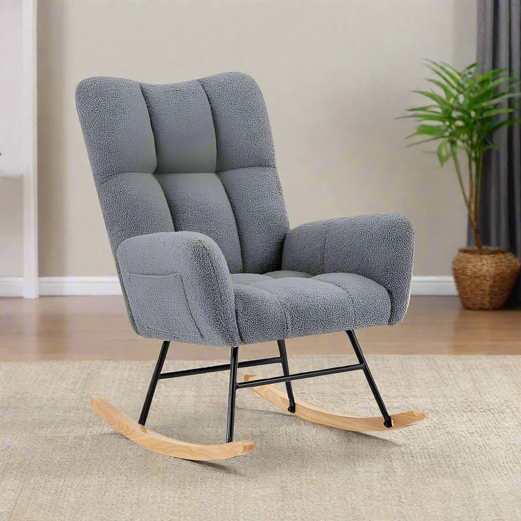 New Rocking Chair for Nursery & Living Room – Ergonomic Glider with Wood Base - Image 3