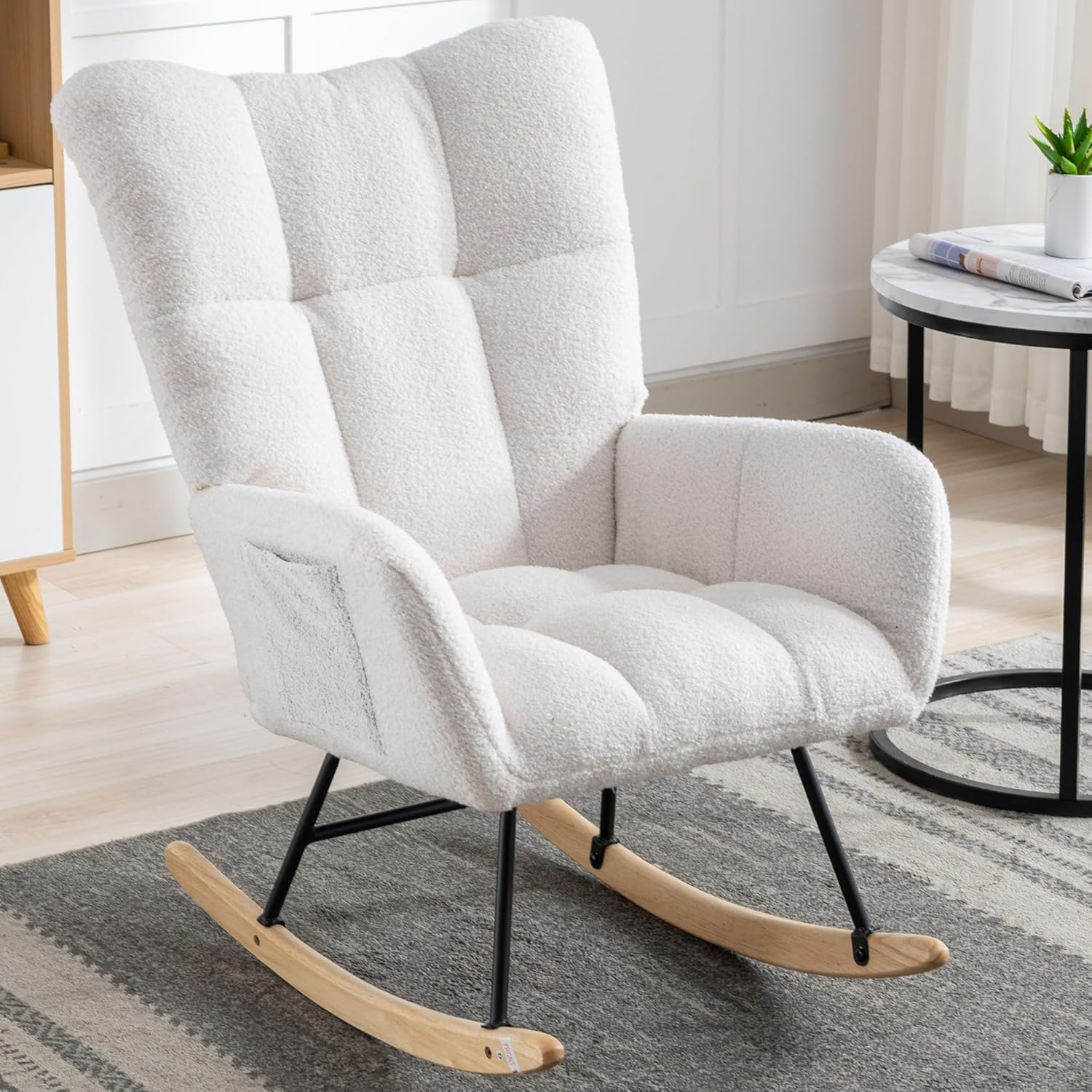 New Rocking Chair for Nursery & Living Room – Ergonomic Glider with Wood Base - Image 4