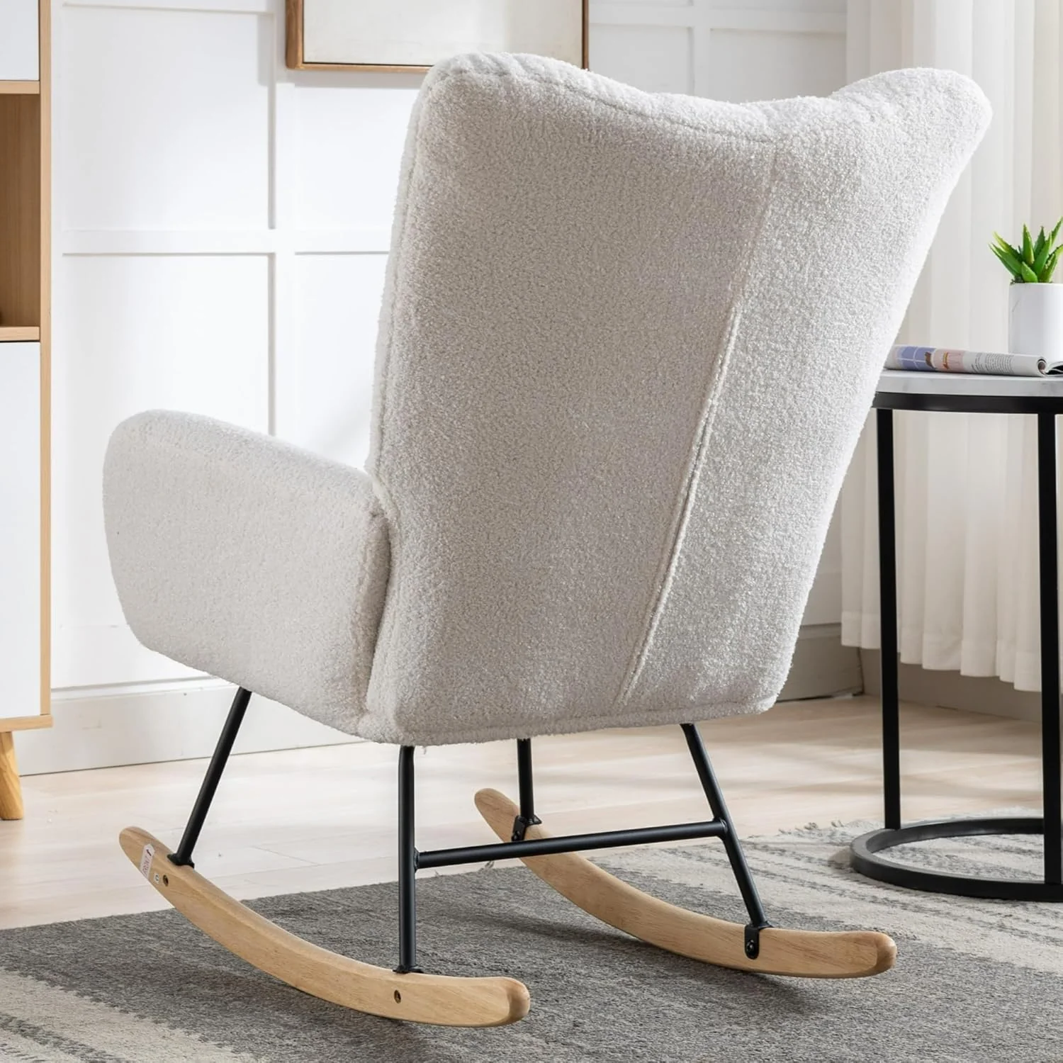New Rocking Chair for Nursery & Living Room – Ergonomic Glider with Wood Base - Image 5