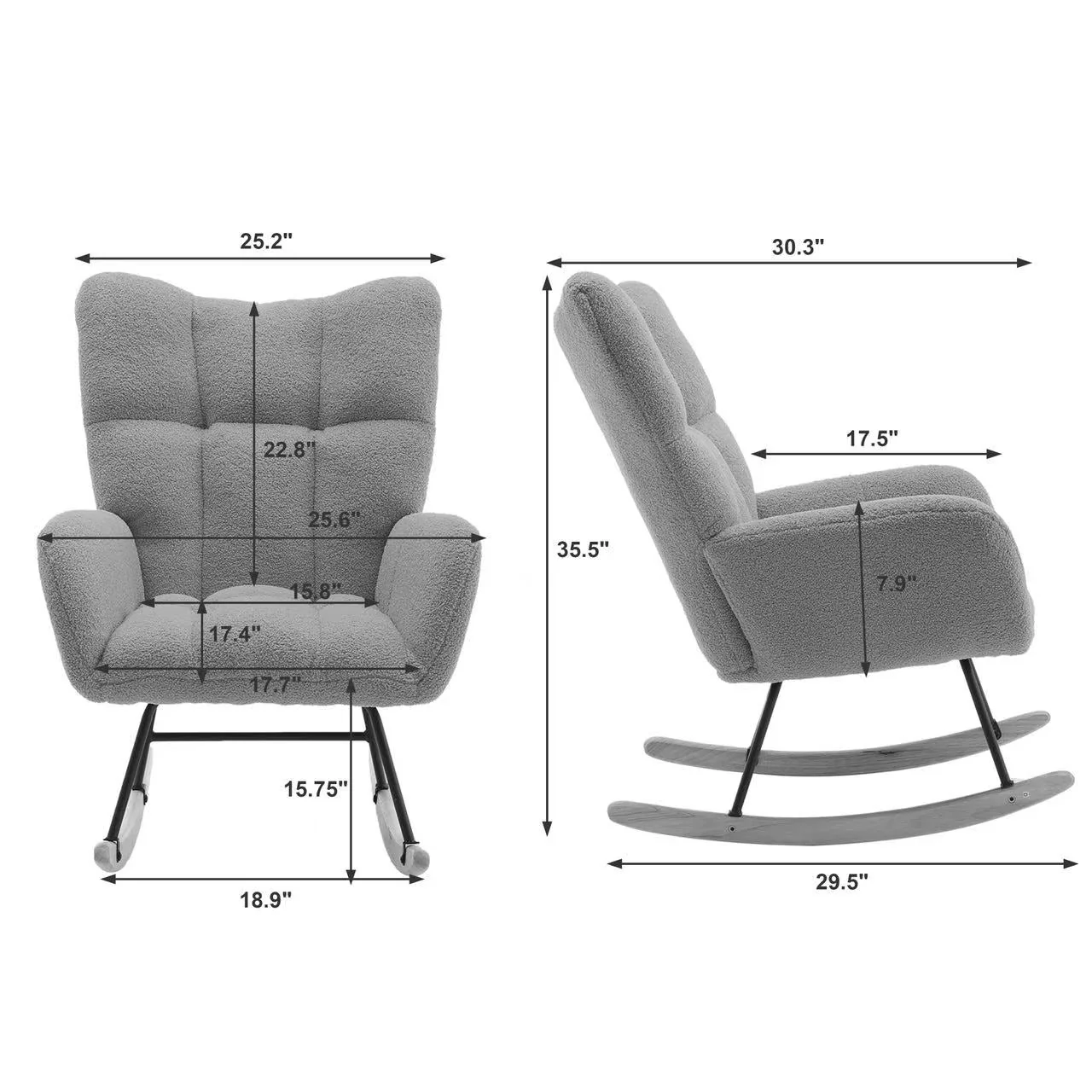 New Rocking Chair for Nursery & Living Room – Ergonomic Glider with Wood Base - Image 6