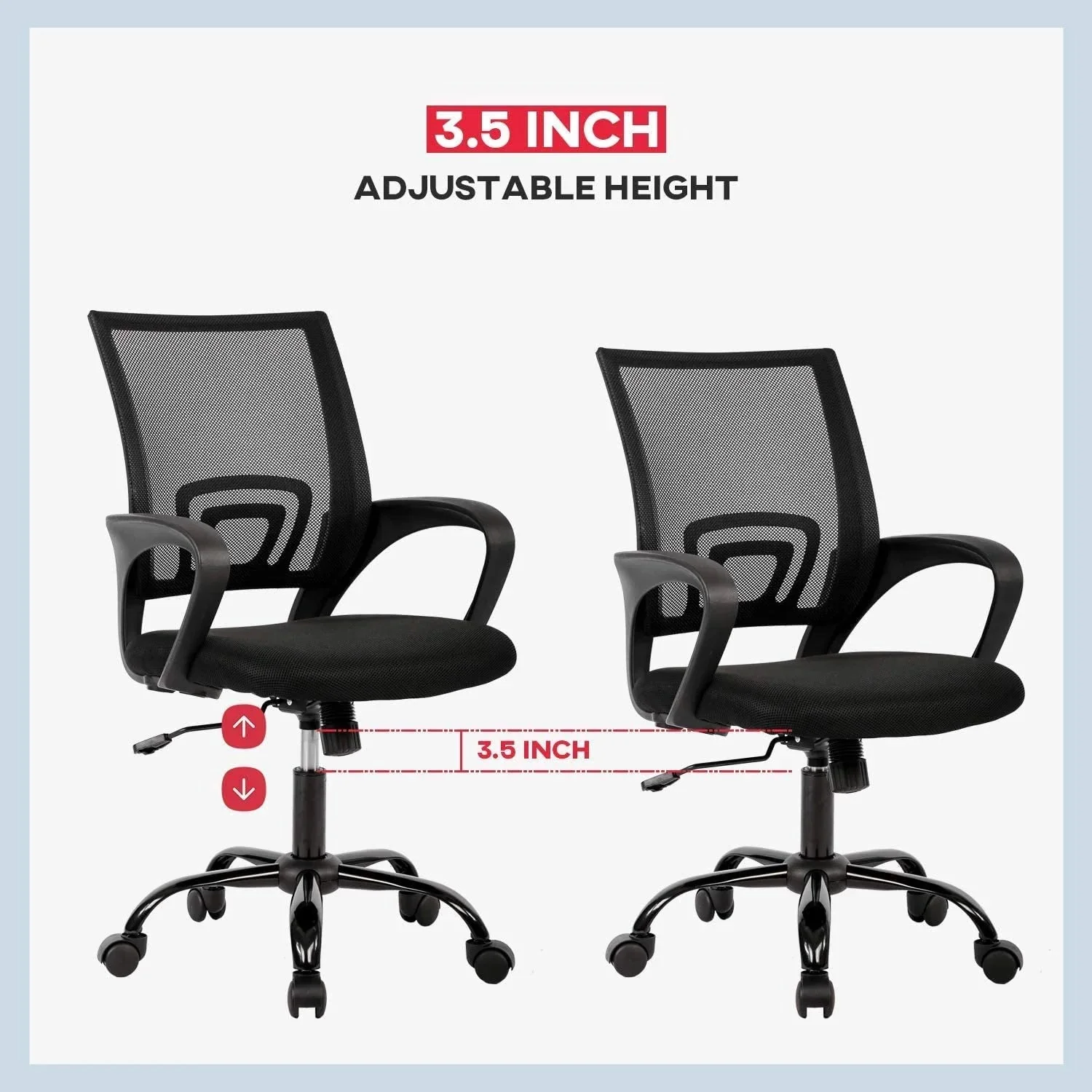 Ergonomic Office Chair with Lumbar Support and Adjustable Height – Comfortable Computer Desk Chair for Adults - Image 10