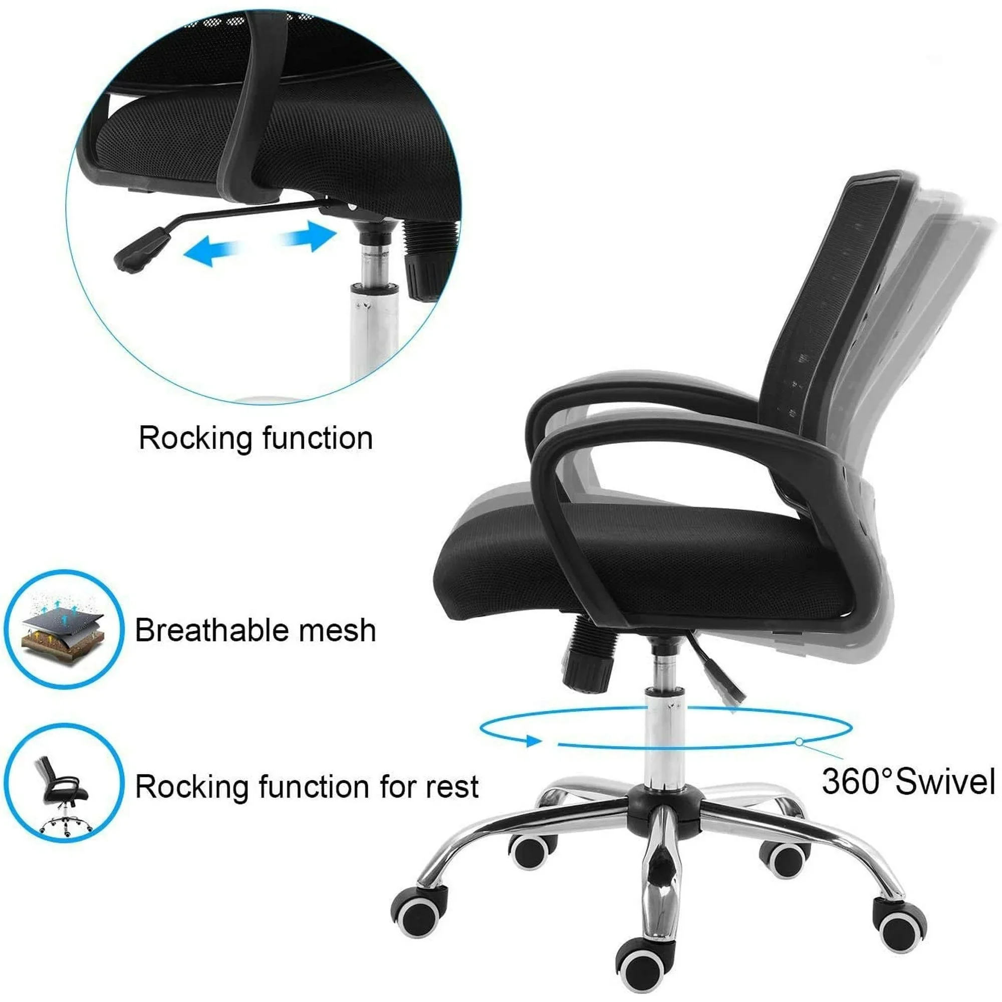 Ergonomic Office Chair with Lumbar Support and Adjustable Height – Comfortable Computer Desk Chair for Adults - Image 11