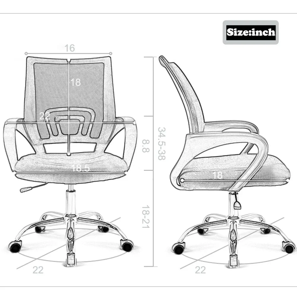 Ergonomic Office Chair with Lumbar Support and Adjustable Height – Comfortable Computer Desk Chair for Adults - Image 7