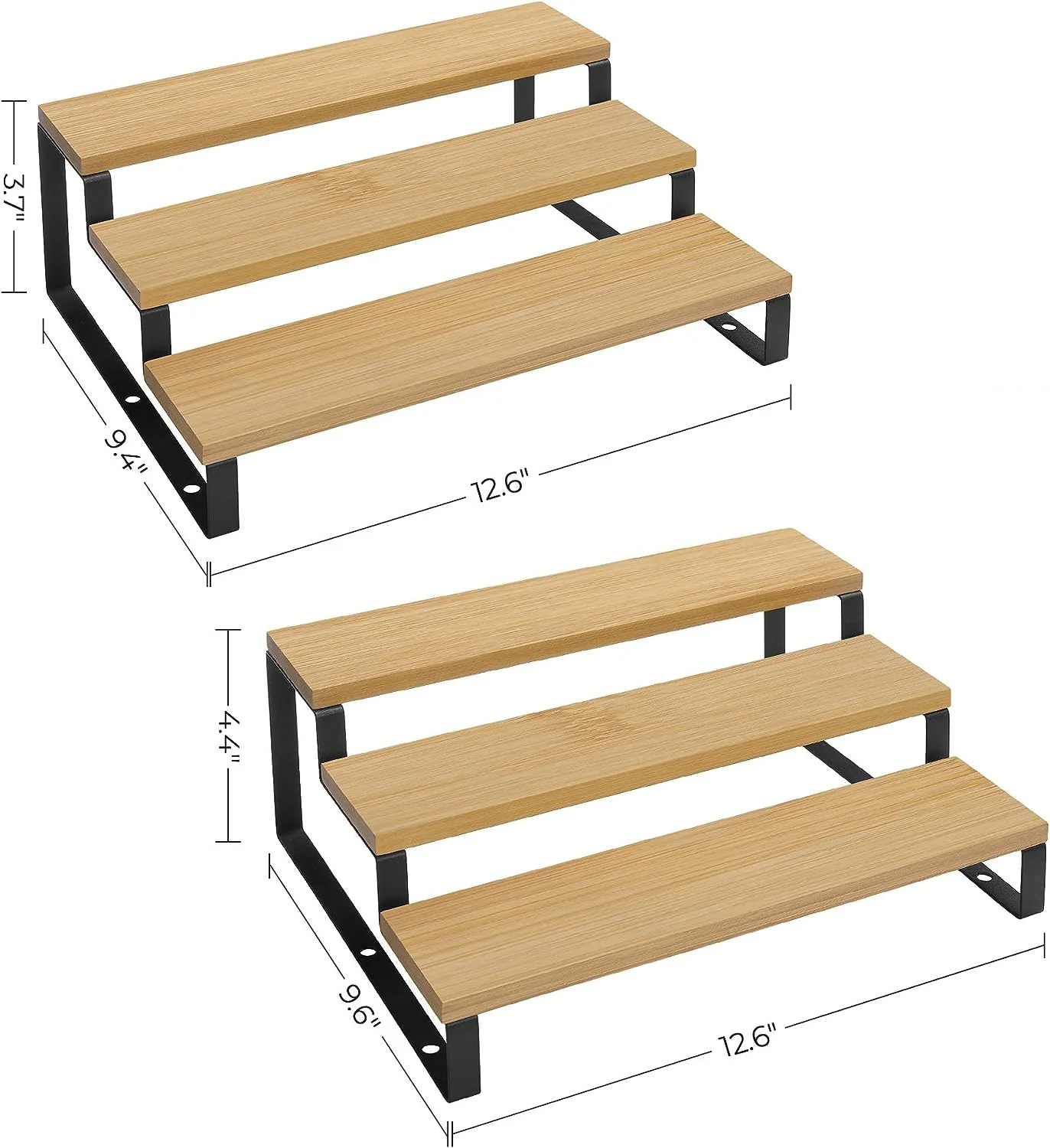 Expandable 3-Tier Spice Rack Cabinet Organizer Set of 2 – Bamboo & Metal Shelf for Pantry & Kitchen – KCS016N01 - Image 4