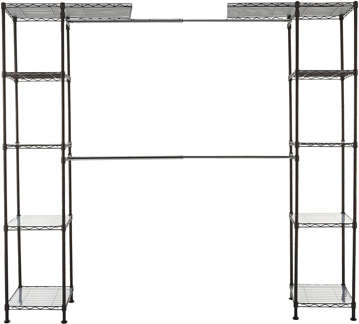 Expandable Metal Wardrobe Closet Rack with Shelves – Adjustable Hanging Storage Organizer, SKU: 7251258 - Image 3