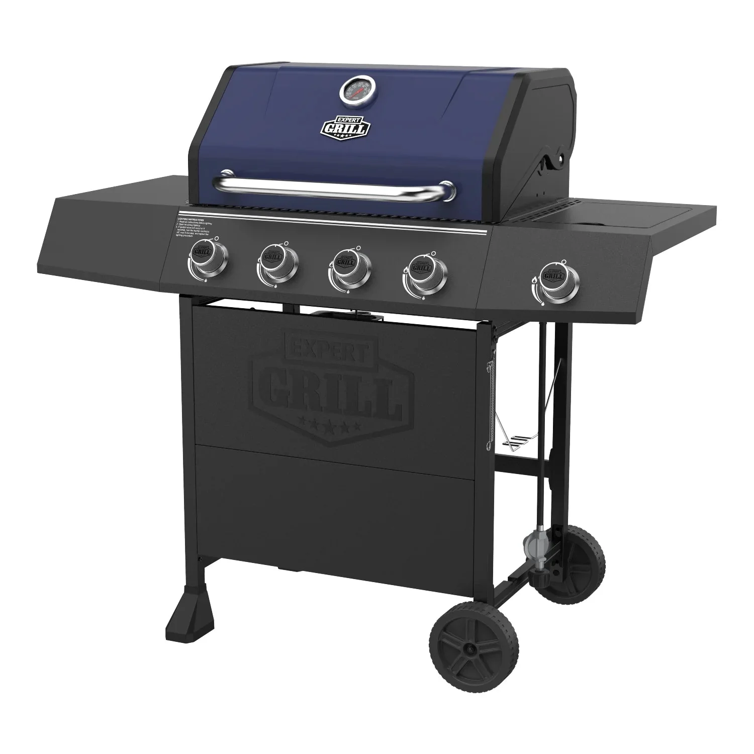 Expert Grill 4-Burner Propane Barbeque Gas Grill with Wheels and Side Burner, Blue 44376295479 - Image 2