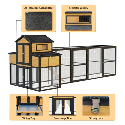 Extra-Large Wooden Chicken Coop – Nesting Box, Slide-Out Tray & Run, SKU: MSHRH1063 - Image 17
