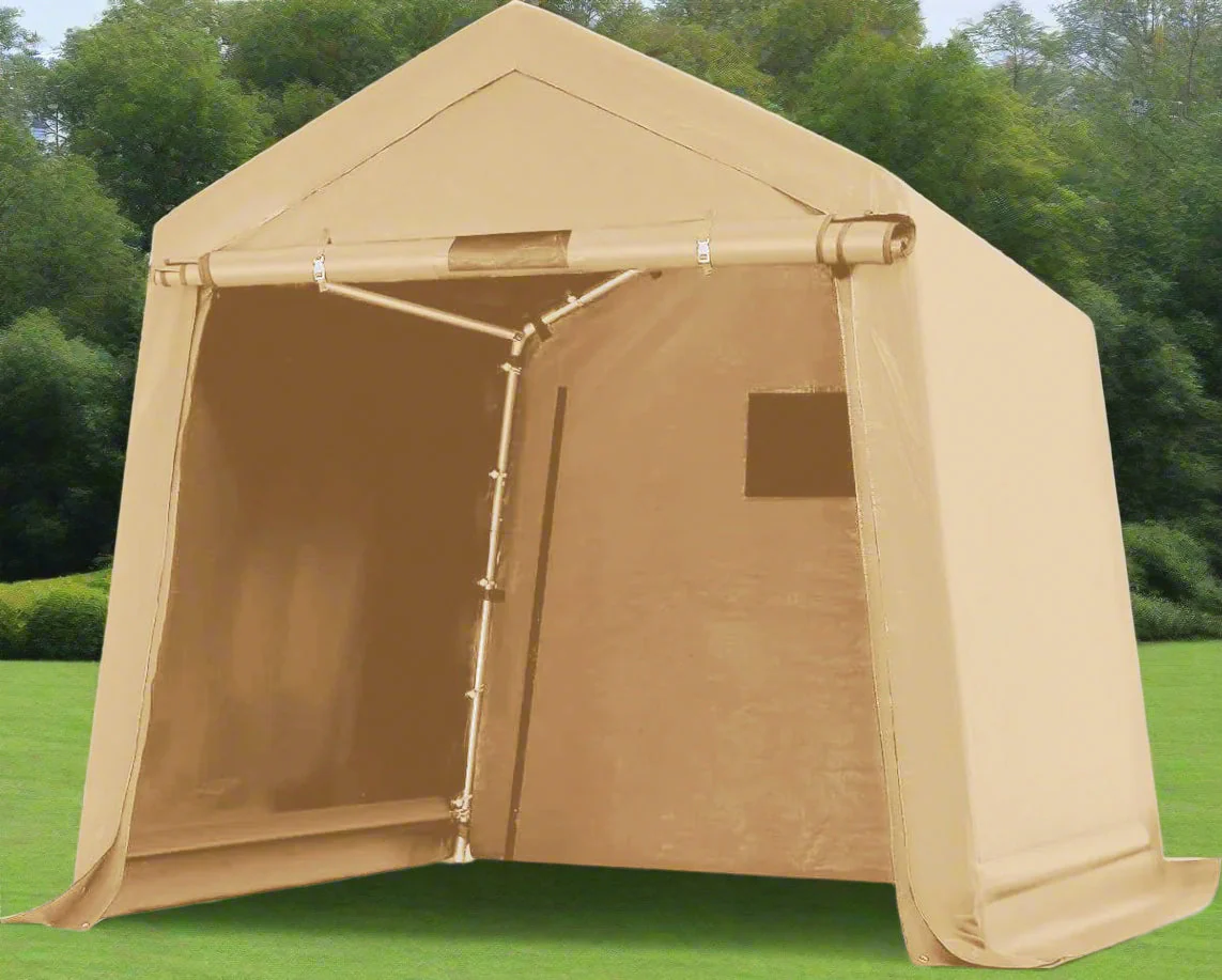 New 6x6, 7x12 & 13x20 ft Fabric Storage Buildings | Heavy-Duty Car Shelters with Zippered Doors & Galvanized Steel Frame - Image 12