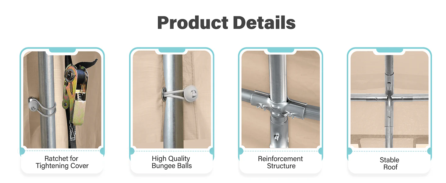 New 6x6, 7x12 & 13x20 ft Fabric Storage Buildings | Heavy-Duty Car Shelters with Zippered Doors & Galvanized Steel Frame - Image 18