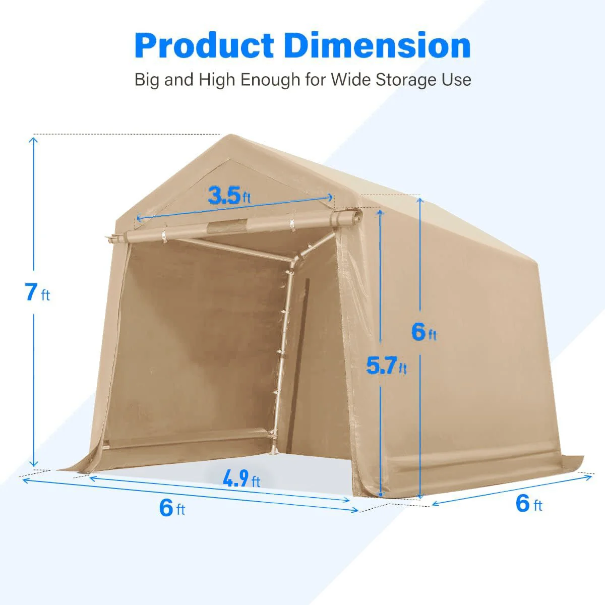 New 6x6, 7x12 & 13x20 ft Fabric Storage Buildings | Heavy-Duty Car Shelters with Zippered Doors & Galvanized Steel Frame - Image 19