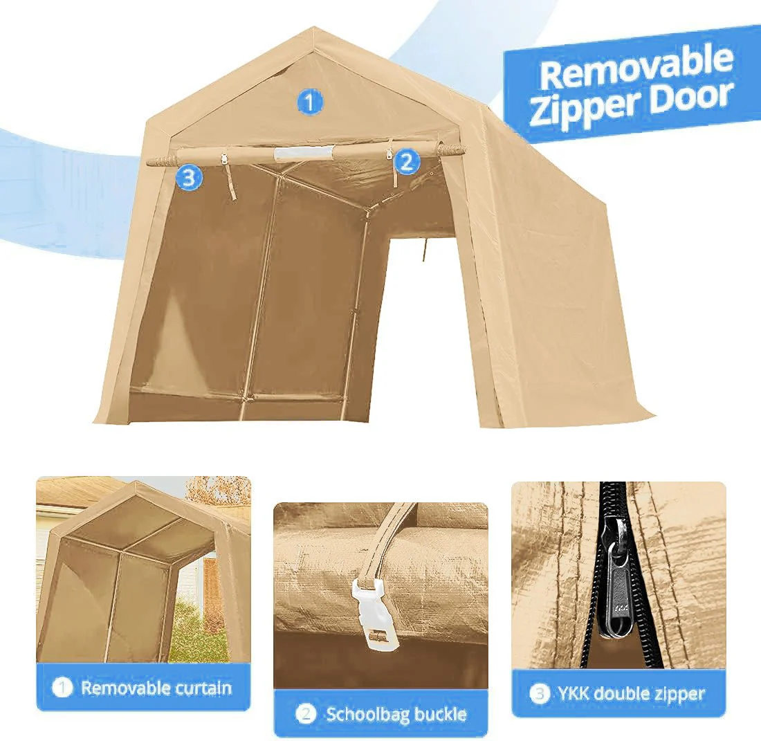 New 6x6, 7x12 & 13x20 ft Fabric Storage Buildings | Heavy-Duty Car Shelters with Zippered Doors & Galvanized Steel Frame - Image 3