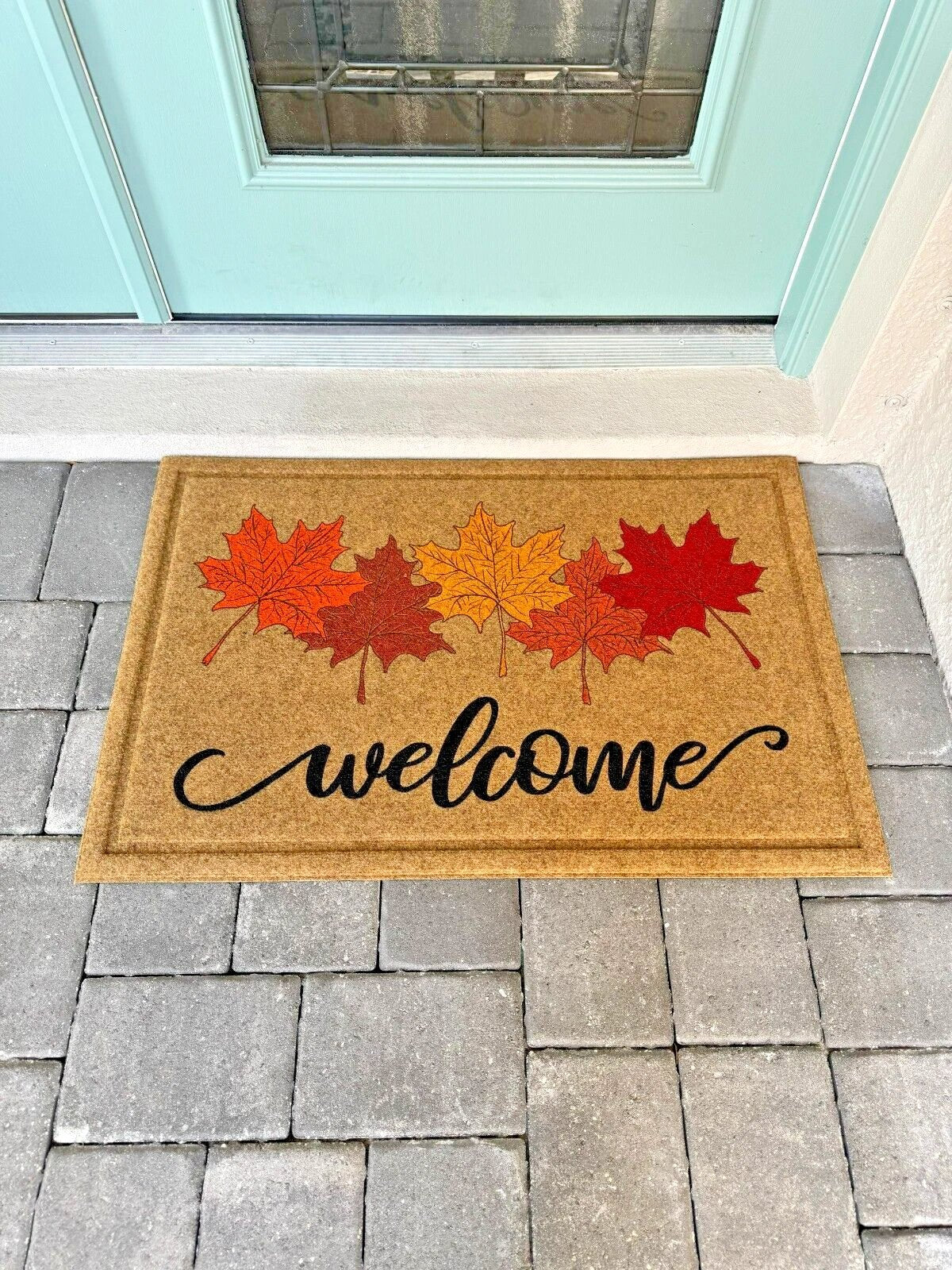 Fall “Welcome” Doormat with Maple Leaves – 26" x 36" FLWM2636 - Image 2