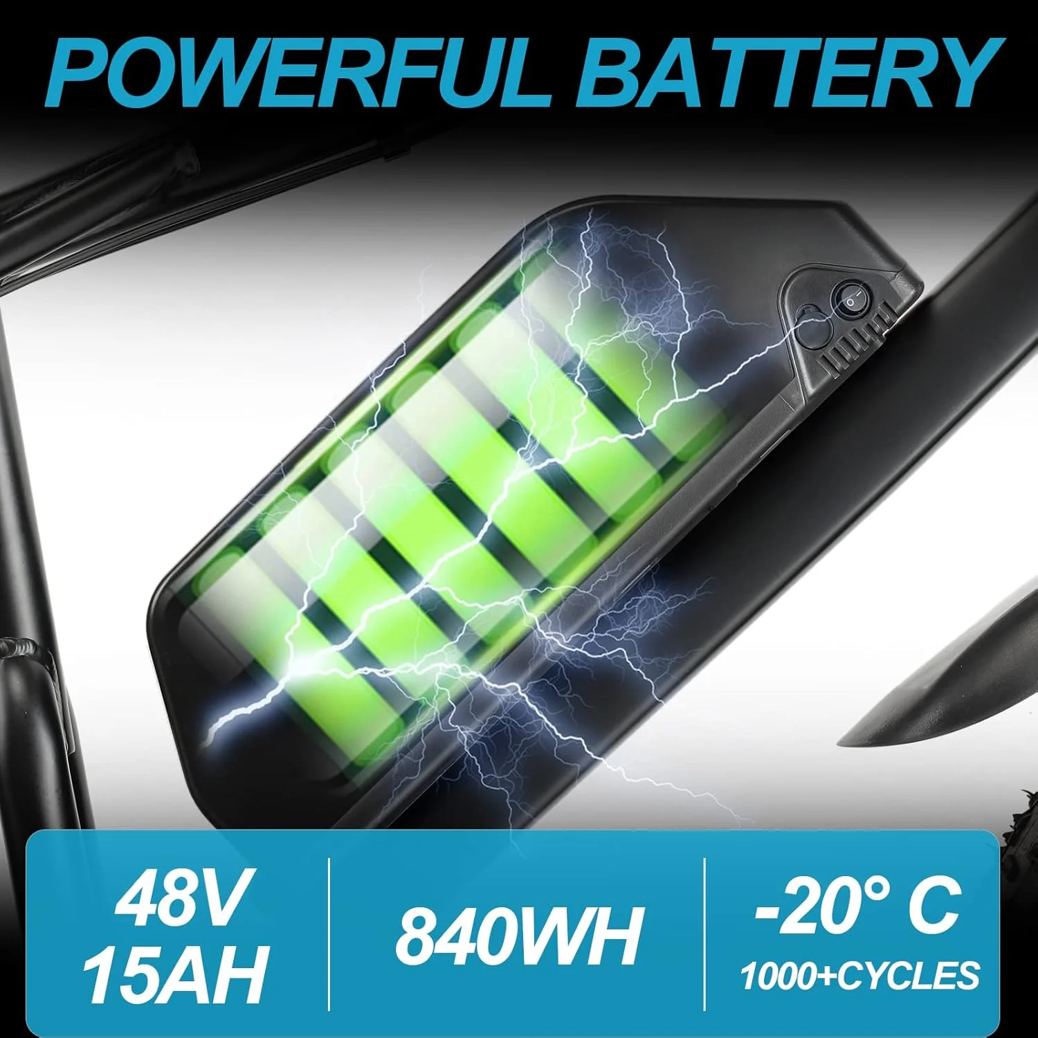 26" x 4.0" Fat Tire Electric Mountain E-Bike – 350W Motor, 48V Battery, Matte Black | Off-Road & Commuter 2504291 - Image 2