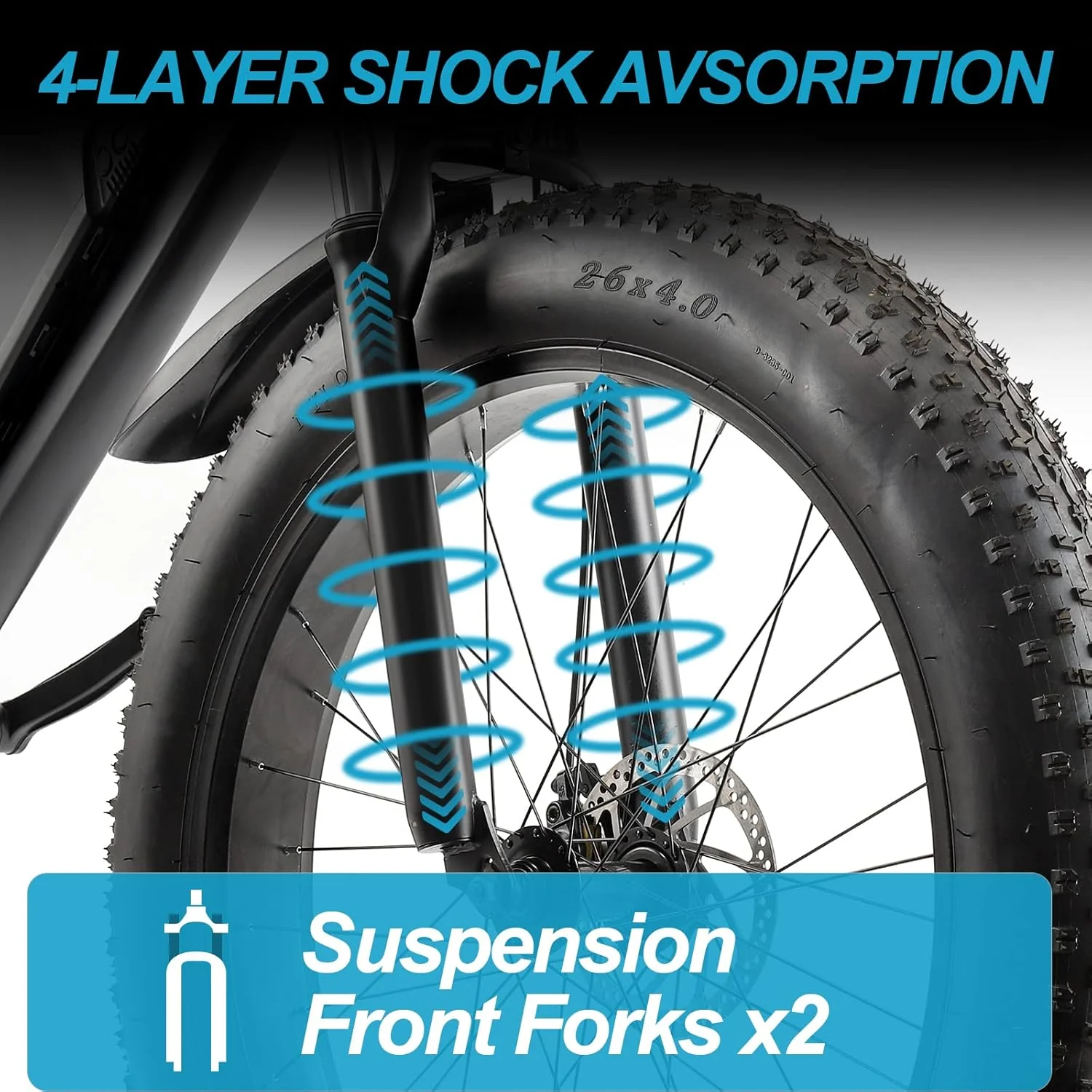 26" x 4.0" Fat Tire Electric Mountain E-Bike – 350W Motor, 48V Battery, Matte Black | Off-Road & Commuter 2504291 - Image 4