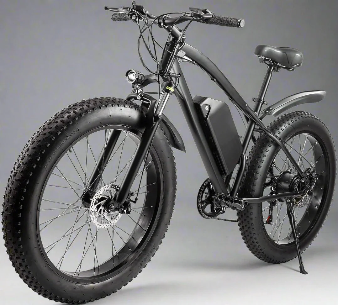 26" x 4.0" Fat Tire Electric Mountain E-Bike – 350W Motor, 48V Battery, Matte Black | Off-Road & Commuter 2504291 - Image 5