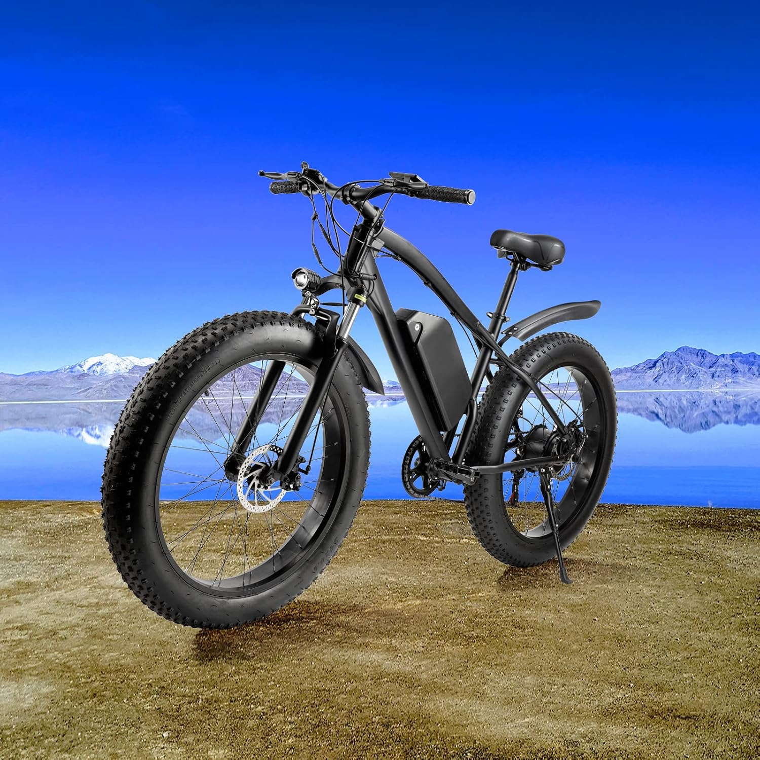 26" x 4.0" Fat Tire Electric Mountain E-Bike – 350W Motor, 48V Battery, Matte Black | Off-Road & Commuter 2504291 - Image 7