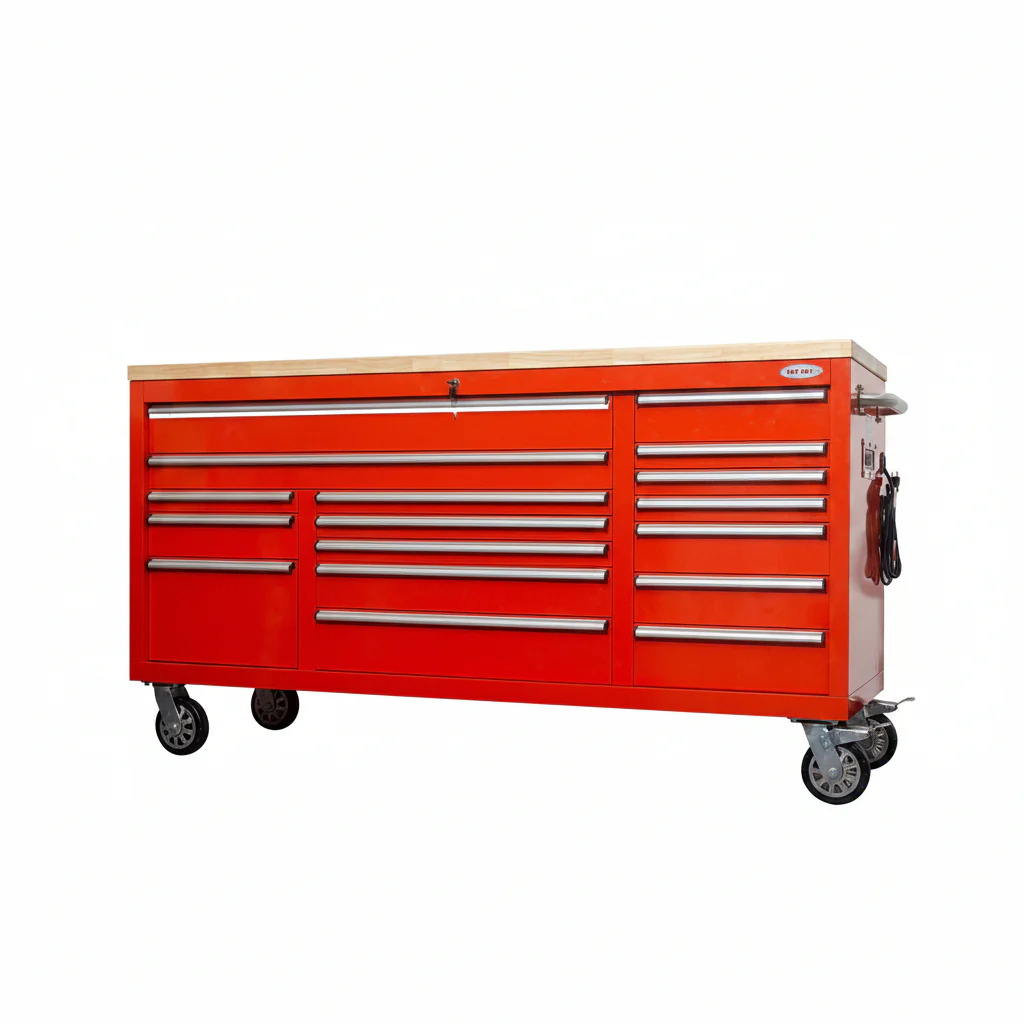 6FT 17-Drawer Tool Bench Workstation & Tool Box – Heavy-Duty Rolling Workbench with Power Outlets & USB | Multi-Color Options