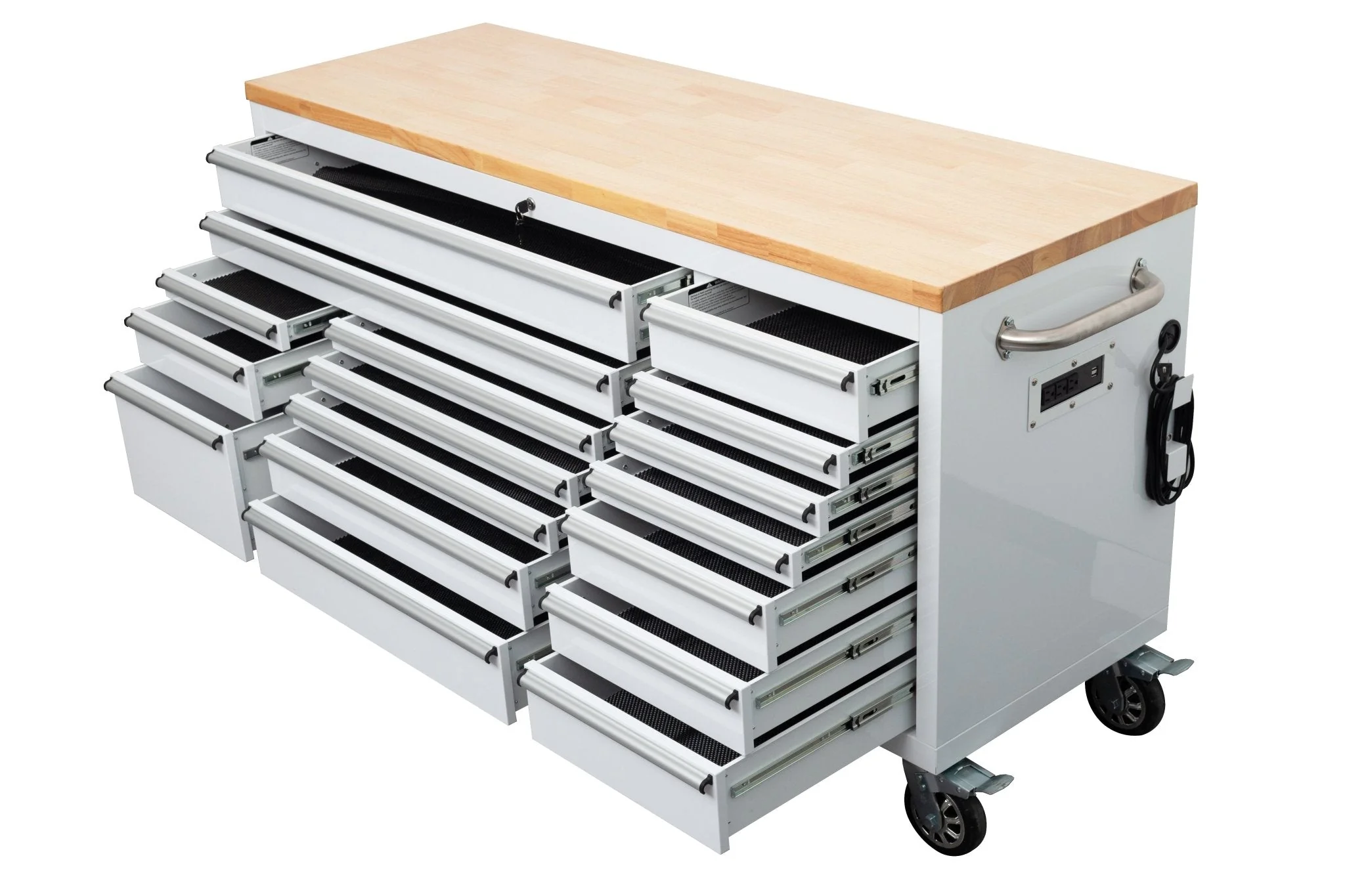 6FT 17-Drawer Tool Bench Workstation & Tool Box – Heavy-Duty Rolling Workbench with Power Outlets & USB | Multi-Color Options - Image 100
