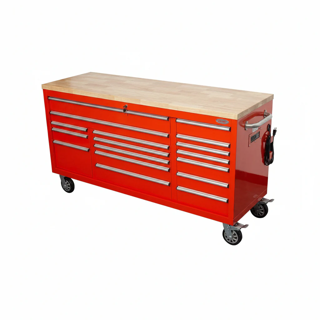 6FT 17-Drawer Tool Bench Workstation & Tool Box – Heavy-Duty Rolling Workbench with Power Outlets & USB | Multi-Color Options - Image 17