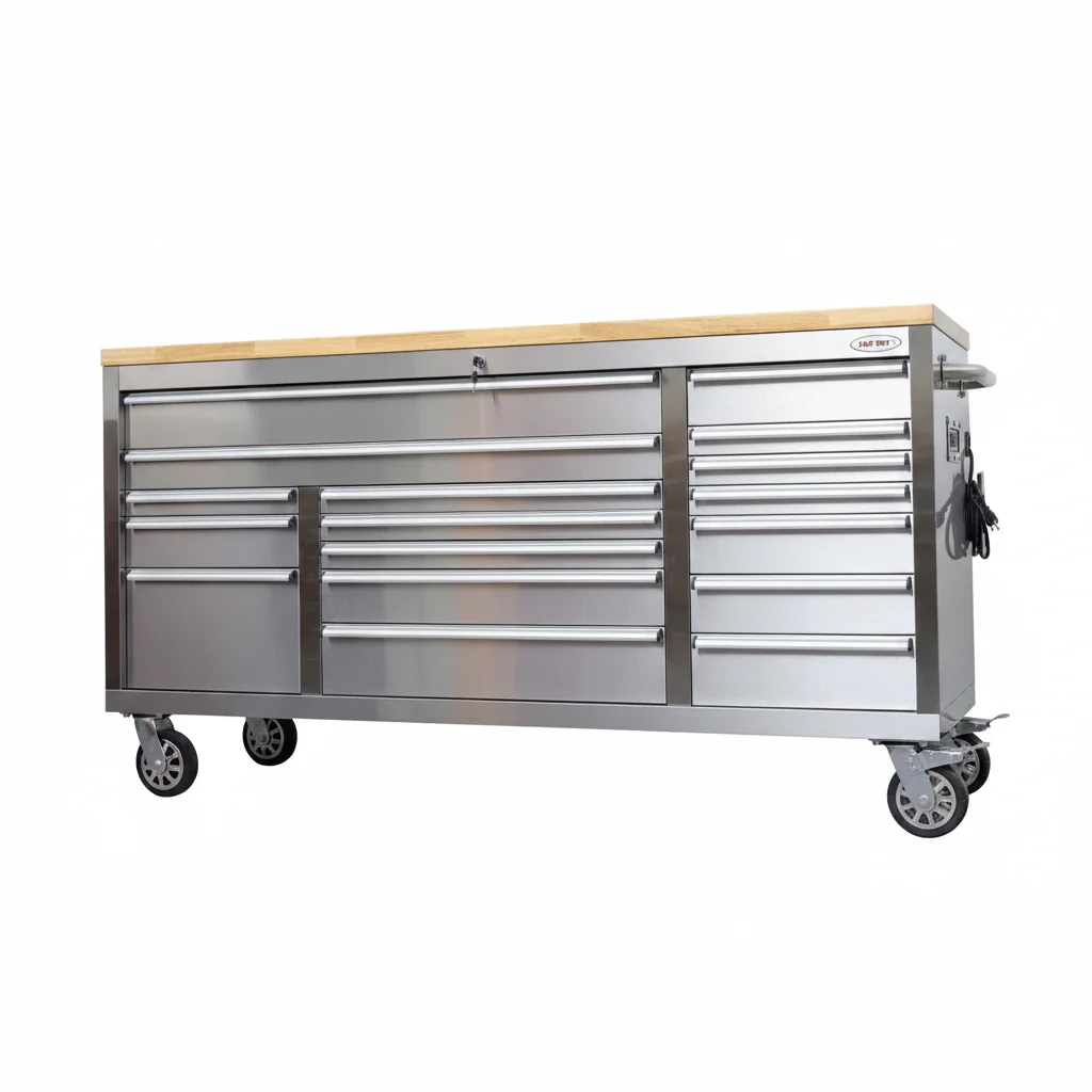 6FT 17-Drawer Tool Bench Workstation & Tool Box – Heavy-Duty Rolling Workbench with Power Outlets & USB | Multi-Color Options - Image 5