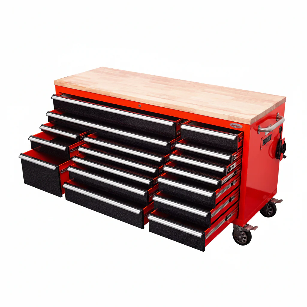 6FT 17-Drawer Tool Bench Workstation & Tool Box – Heavy-Duty Rolling Workbench with Power Outlets & USB | Multi-Color Options - Image 54