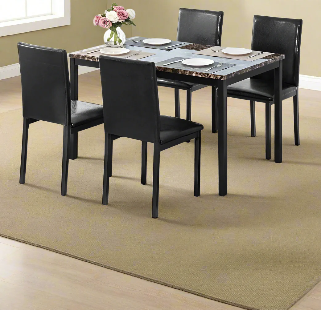 5 Piece Faux Marble Dining Table Set with 4 Upholstered Chairs Modern Kitchen Set CS445B - Image 2