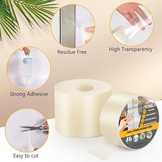 FIFIFO 3-Inch Transparent Weather Sealing Tape – Waterproof Window Insulation and Draft Seal Tape - Image 3