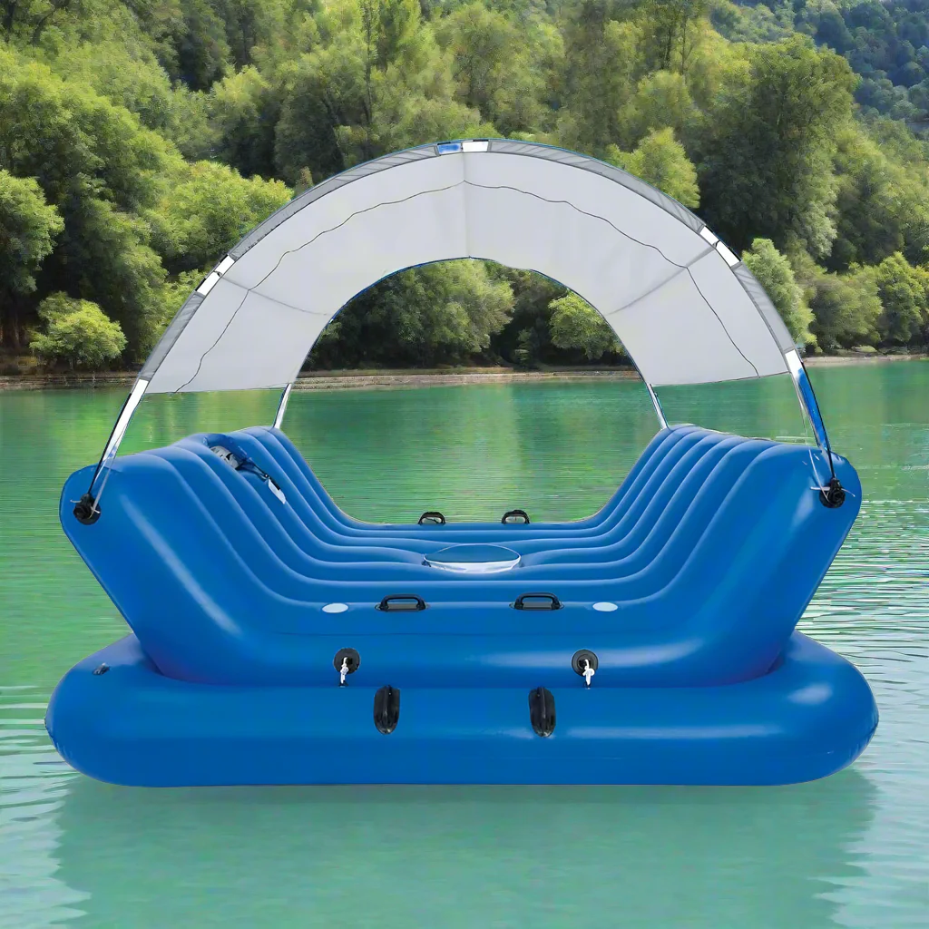 New Inflatable Floating Island Lounger with Sunshade, Floating Island Pool Water Float with Sound Bar and Cup Holder | 41434E - Image 10