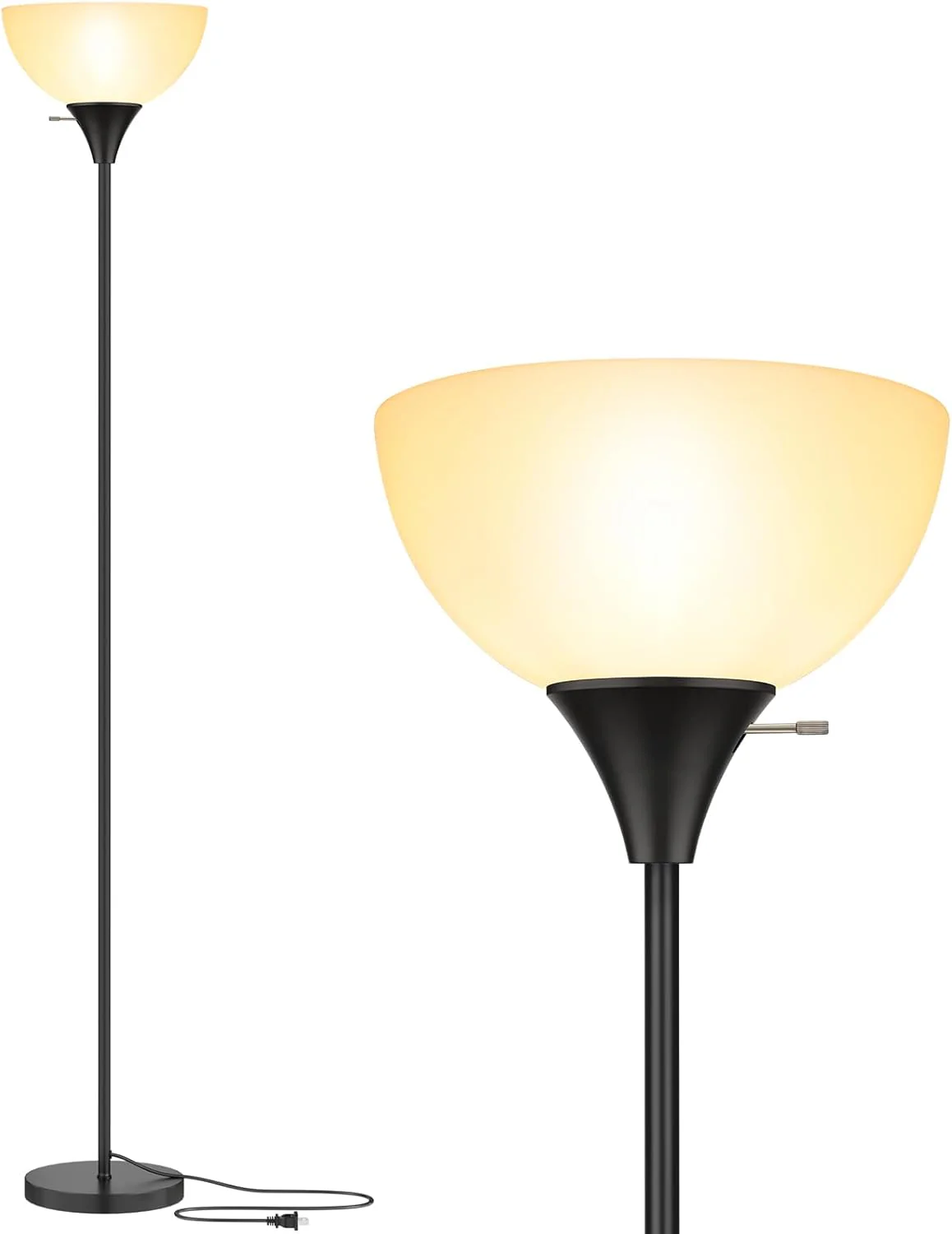Floor Lamp Tall Standing Light with Bulb Included Black L7242