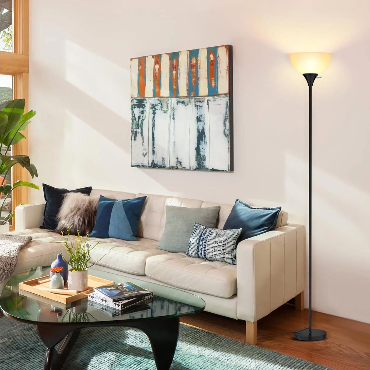Floor Lamp Tall Standing Light with Bulb Included Black L7242 - Image 5