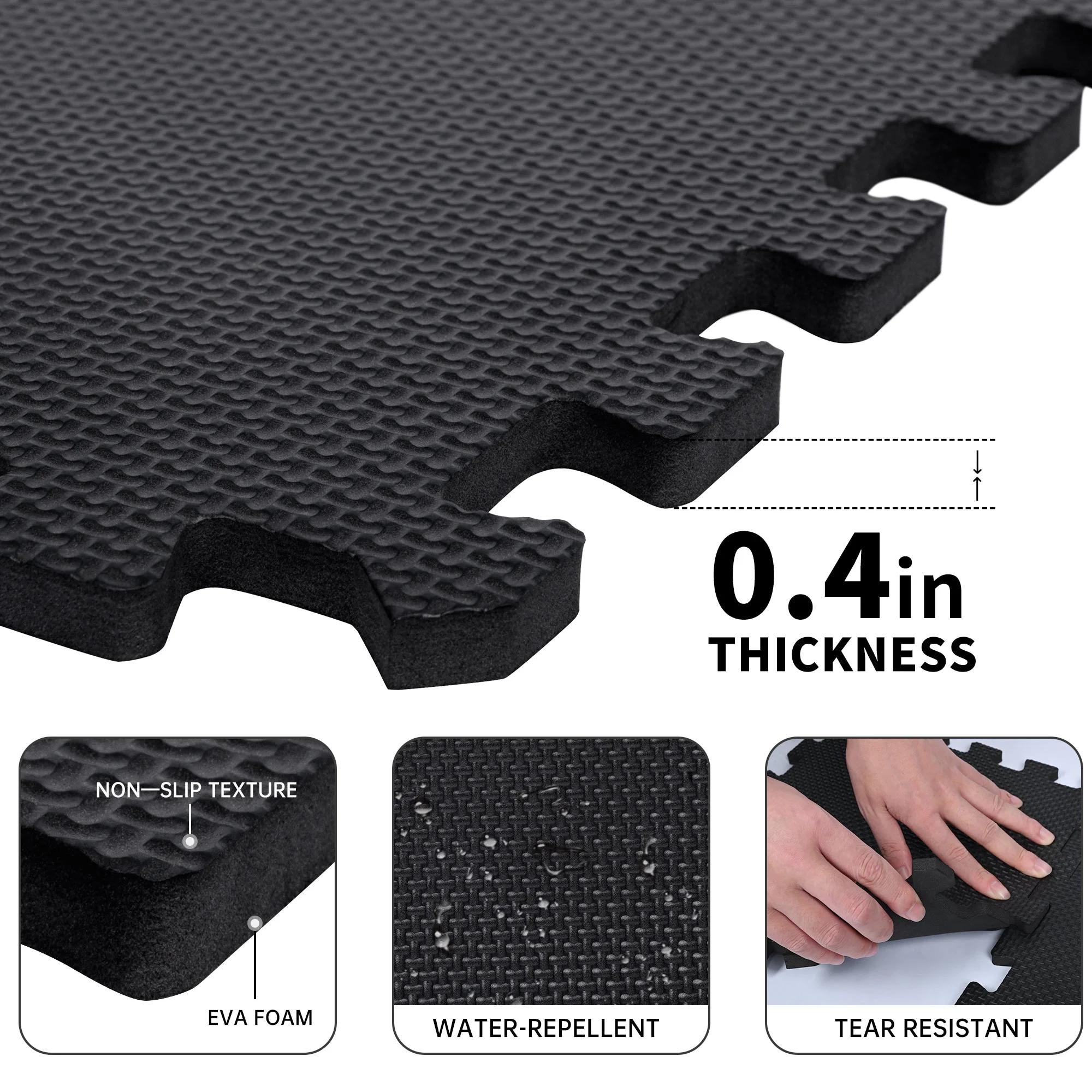 New 18 PCS Interlocking 18 Sqft EVA Foam Gym Floor Mat Set – Protective Fitness Tiles for Home Gym AMEFM3018B - Image 2