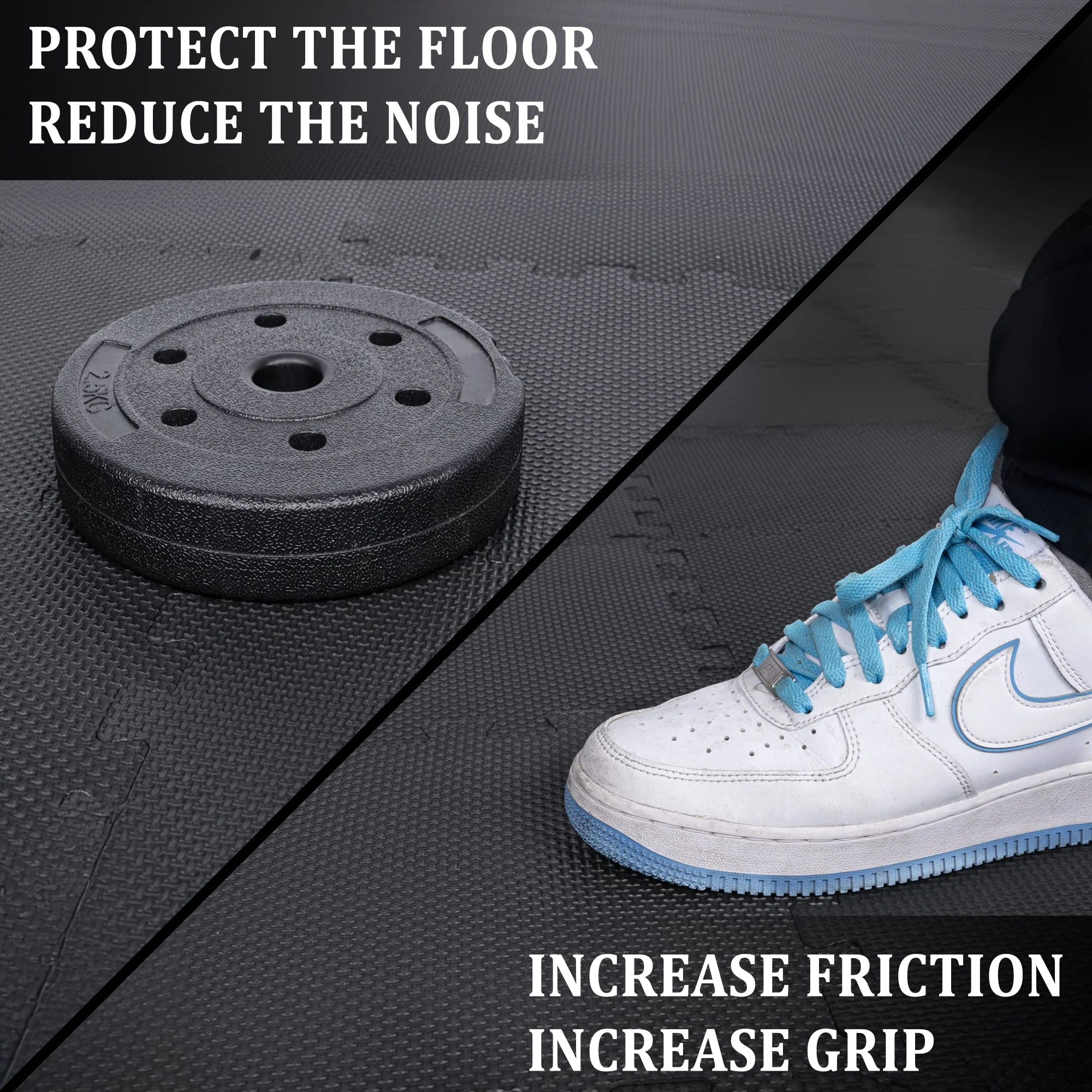 New 18 PCS Interlocking 18 Sqft EVA Foam Gym Floor Mat Set – Protective Fitness Tiles for Home Gym AMEFM3018B - Image 4