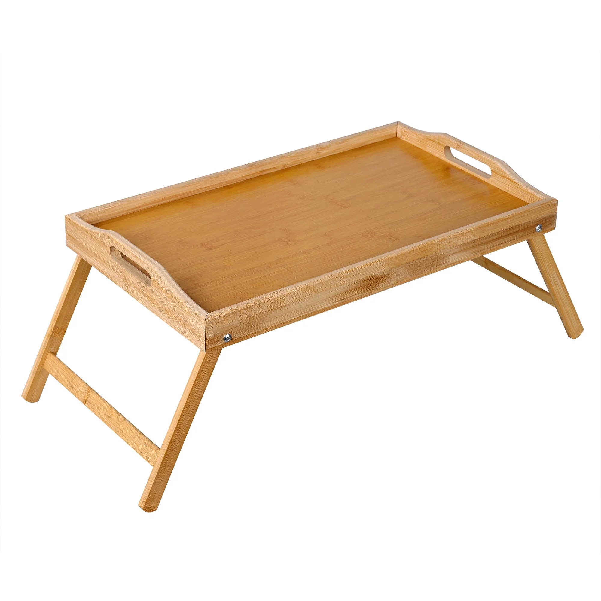 Foldable Bamboo Bed Tray Table 23.6" x 11.8" Breakfast Serving Tray with Legs AMBKT50