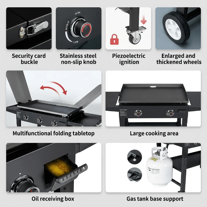 Foldable Propane Griddles – High BTU Barbecue Outdoor Gas Griddle & Camping Stove Setup, SKU: 9215361 - Image 3