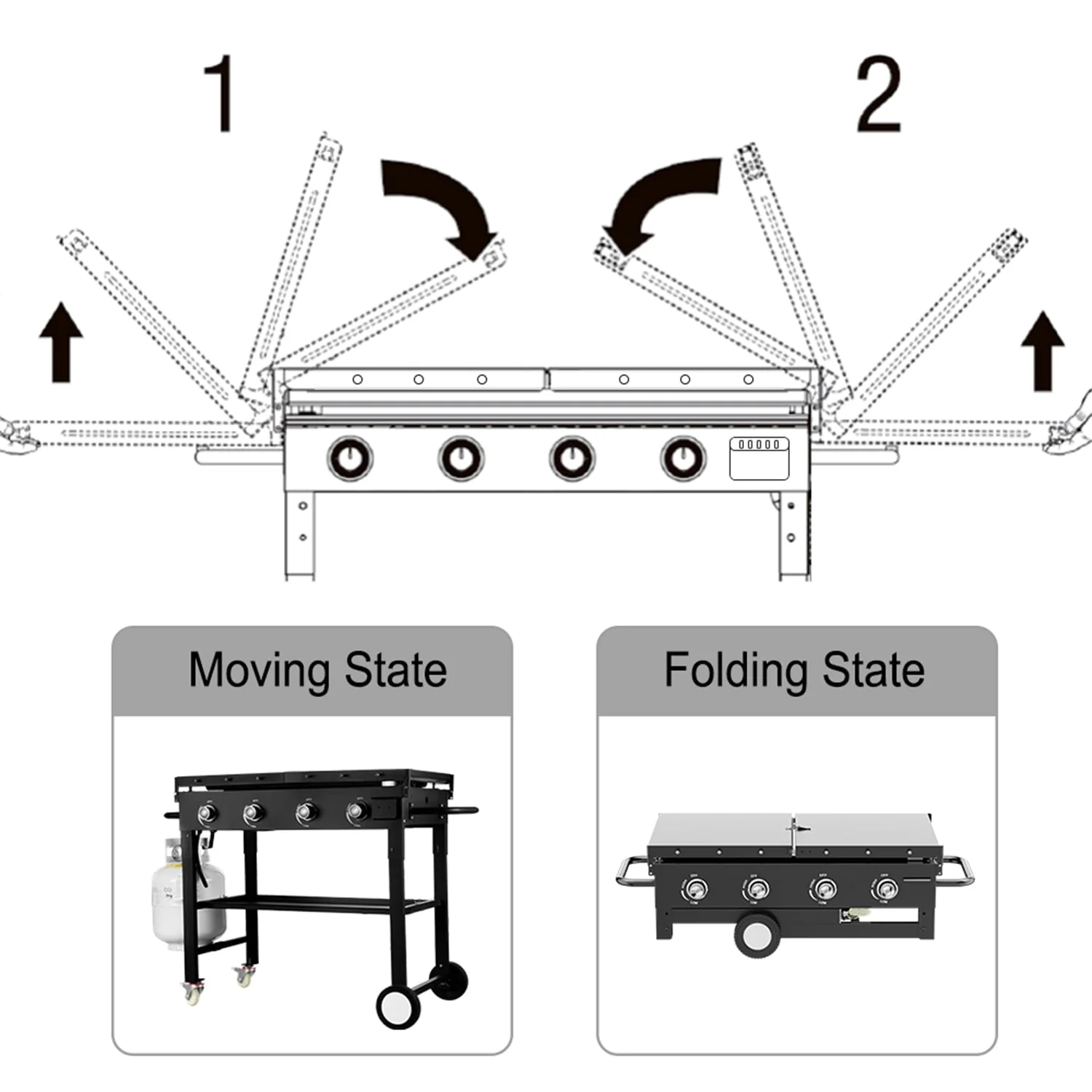 Foldable Propane Griddles – High BTU Barbecue Outdoor Gas Griddle & Camping Stove Setup, SKU: 9215361 - Image 4