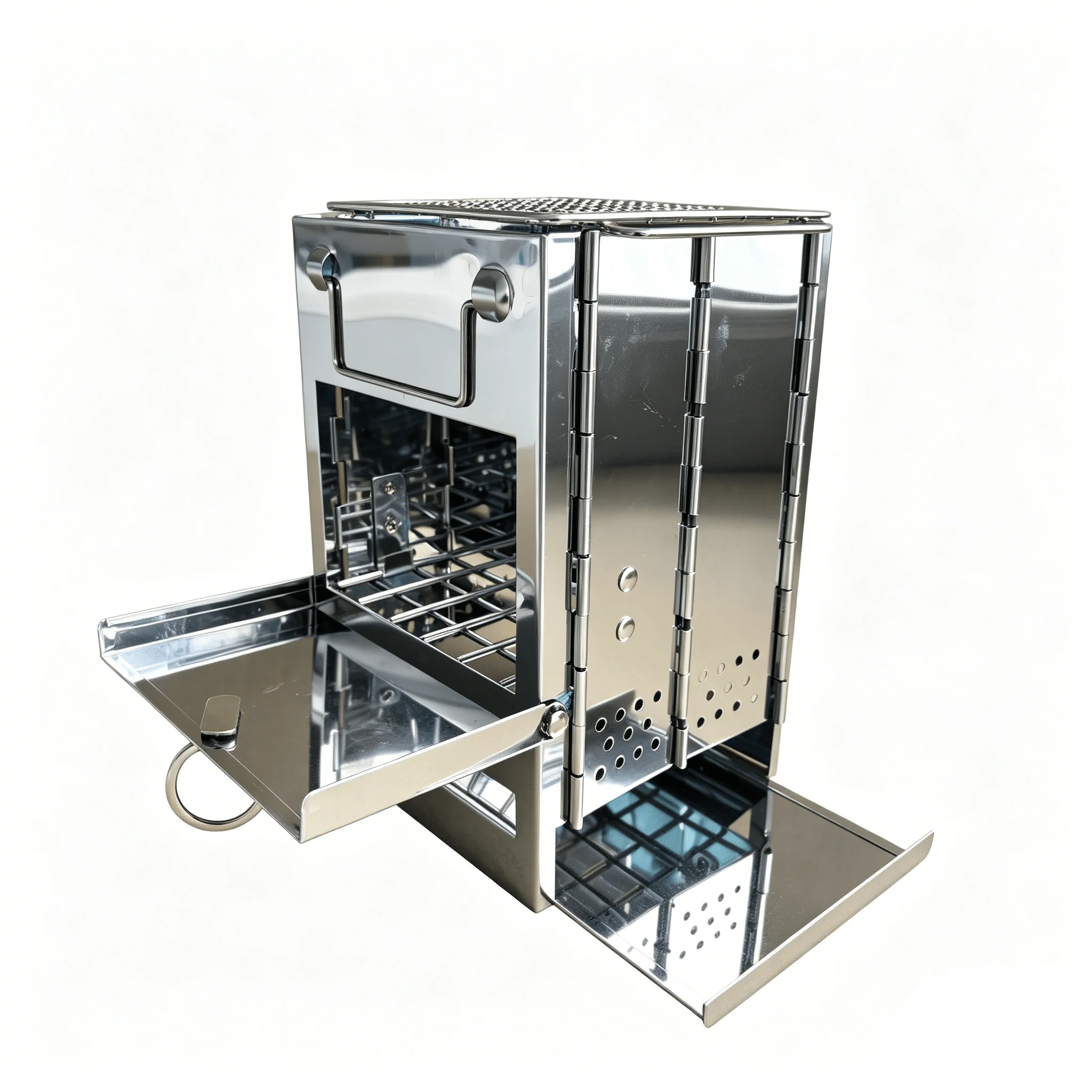Portable Stainless Steel Wood Burning Camp Stove | Folding, Lightweight & Compact Outdoor Cooking Gear - S3045 - Image 9