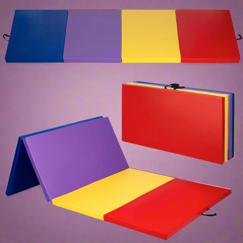 Folding Yoga Gym Mat 4x8 FT – Thick Multi-Color & Black Exercise Mat for Home Fitness - Image 4
